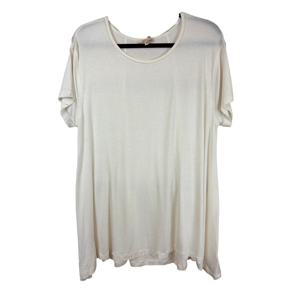 NWT Mystree Cream Short Sleeve Scoop-Neck Flowy Top Size M/L